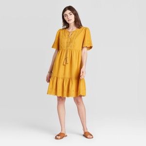 Target Knox Rose Yellow Embroidered Eyelet Short Sleeve Dress Plus Size